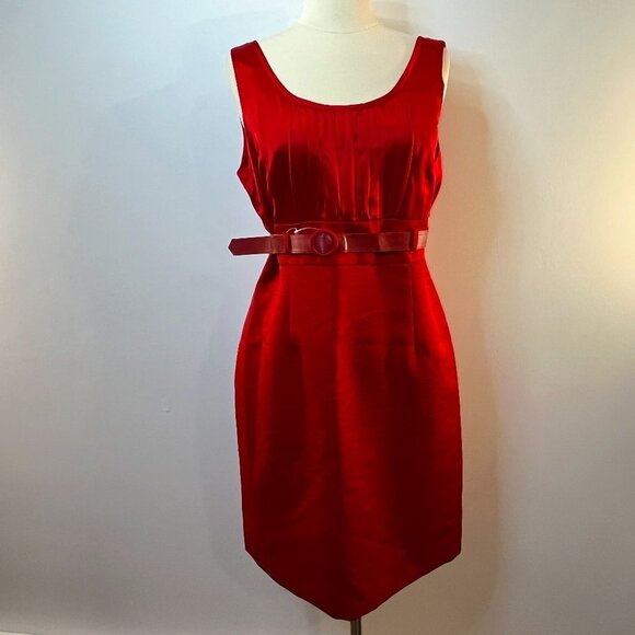 Tahari ASL Dresses & Skirts - Tahari Arthur S. Levine Women's Petite Red Belted Silk Dress - Size 12P - NWT